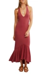 Free People Alix Halter Midi Dress In Red Pear