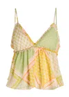 Free People Alix Printed Chiffon Top In Green