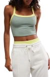 Free People All Clear Colorblock Crop Camisole In Sage Stone With Sour