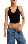 Free People All Clear Crop Racerback Tank In Black