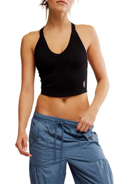 Free People All Clear Crop Racerback Tank In Black