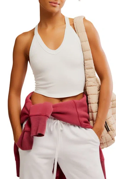 Free People All Clear Crop Racerback Tank In White