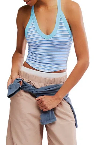Free People All Clear Rib Racerback Tank In Blue