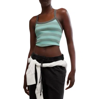 Free People All Clear Stripe Crop Camisole In Sage Combo
