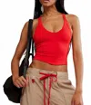 Free People All Clear V-neck Cami Top In Victory Red In Red