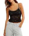 Free People All Day Lace Cami Semi-cropped Top In After Dark