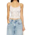 Free People All Day Lace Cami Top In Bright White In White