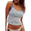 Free People All Day Lace Semi-cropped Cami Top In Pearl Blue In Multi