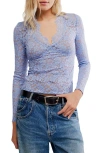 Free People All Day Lace Crop Top In Blue