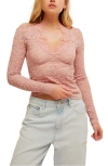 Free People All Day Lace Crop Top In Pale Mauve