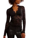 Free People All Day Lace Long-sleeve Top In Black