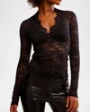 Free People All Day Lace Long-sleeve Top In Black