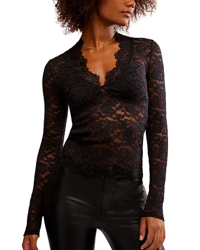 FREE PEOPLE ALL DAY LACE LONG SLEEVE TOP