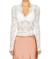 Free People X Intimately Fp All Day Lace Long Sleeve Top In White