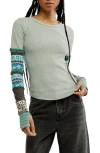 Free People All In Cuff Knit Top In Heather Grey Combo
