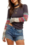 Free People We The Free All In Cuff Top In Washed Black Combo In Washed Black Combo