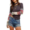 Free People We The Free All In Cuff Top In Washed Black Combo In Washed Black Combo