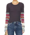 Free People We The Free All In Cuff Top In Washed Black Combo In Black
