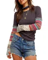 Free People We The Free All In Cuff Top In Washed Black Combo In Washed Black Combo