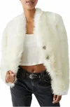 Free People All Night Fur Jacket In Sugar In Multi