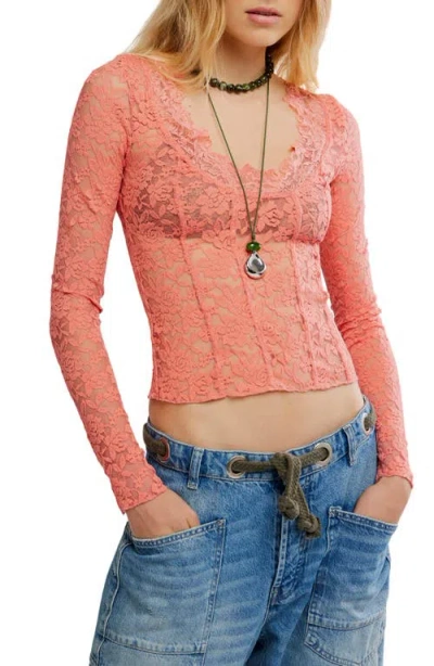 Free People All Night Long Lace Top In Pink