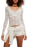 Free People All Night Sheer Floral Top In White