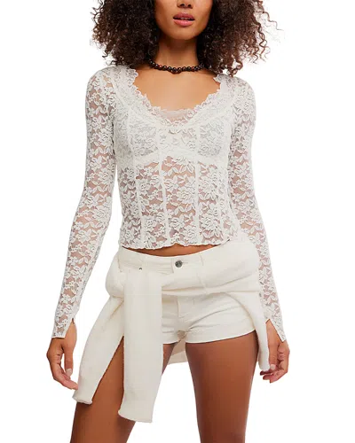 Free People All Night Sheer Floral Top In White