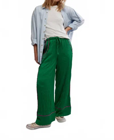Free People All Out Satin Pant In Green