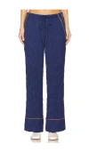 Free People All Out Satin Pants In Insignia In Navy