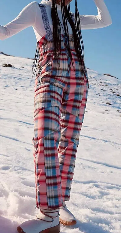 Free People All Prepped Printed Bib Jumpsuit In Red Multi