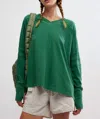 Free People All Star Layer Long Sleeve Tee In Heritage Green In Multi
