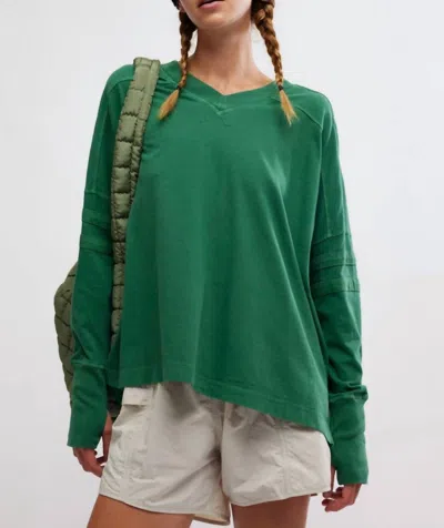 Free People All Star Layer Long Sleeve Tee In Heritage Green In Multi