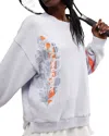 Free People All Star Logo Pullover Sweatshirt In Steel/flame Combo
