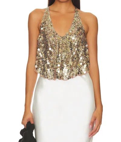 FREE PEOPLE ALL THAT GLITTERS TANK TOP IN GOLD COMBO