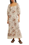 Free People All The Attitude Floral-print Cotton Maxi Dress In Light Combo