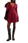 Free People All Yours Lace Long Sleeve Minidress In Red Plum