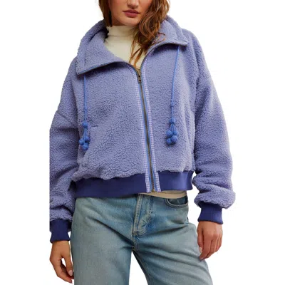 Free People Alpine High Pile Fleece Sweater In Purple