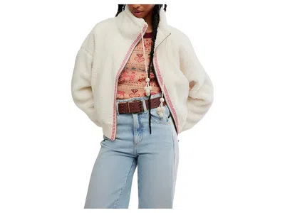 Free People Alpine Sherpa Cardigan Jacket In White Swan In Neutral