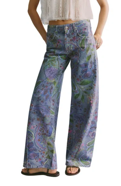 Free People Alter Ego Wide Leg Jeans In Multi