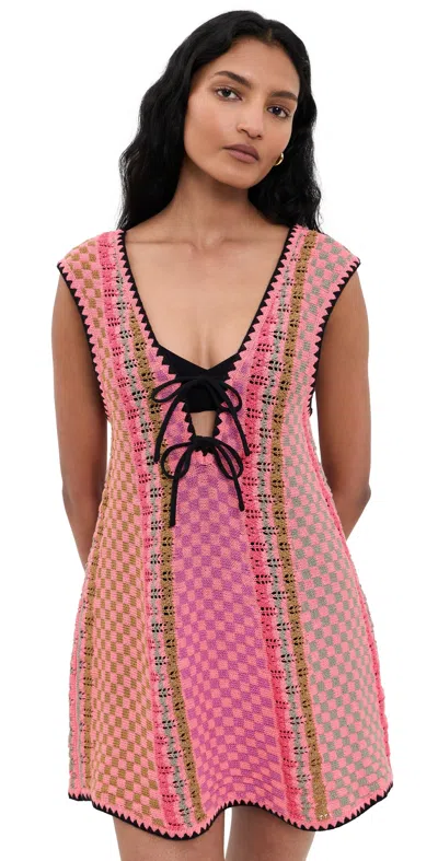 Free People Amalfi Twist Mini Dress In Pink Pop Combo