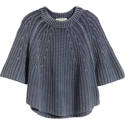 Free People Amy Short Sleeve Cotton Sweater In Blue