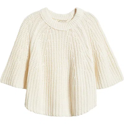 Free People Amy Short Sleeve Cotton Sweater In White