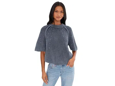 Free People Amy Short Sleeve Cotton Sweater In Blue