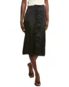Free People Analise Button Front Satin Midi Skirt In Black