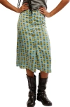 Free People Analise Polka Dot Button-up Midi Skirt In Robins Egg Combo