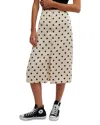 Free People Analise Polka Dot Button-up Midi Skirt In Cream Combo