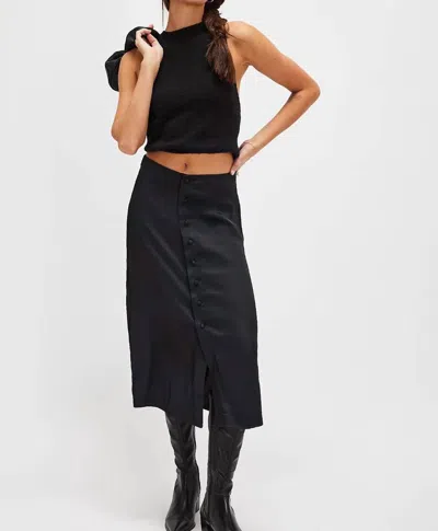 Free People Analise Satin Midi Skirt In Black