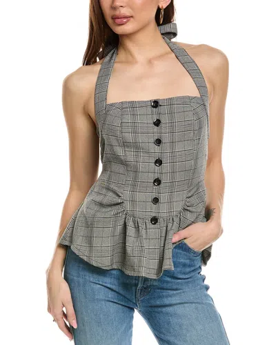 Free People Anastasia Plaid Top In Grey