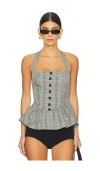 Free People Anastasia Plaid Halter Top In Grey Combo In Grey