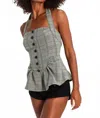 Free People Anastasia Plaid Halter Top In Grey Combo In Gray